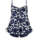 Septangle Women's Tankini Swimsuit Two Pieces Set Ruffle Swimwear Bathingsuit with Boyshort