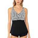 Septangle Women's Tankini Swimsuit Two Pieces Set Ruffle Swimwear Bathingsuit with Boyshort