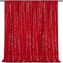 8ftx8ft Red Sequin Backdrop Curtain Drapes Christmas Party Decorations