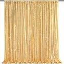 Gold Sequin Backdrop Curtain Drapes Wall Backdrop Party Decorations 8x8FT