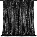 Black Sequin Backdrop Curtain Drapes Glitter Party Decorations 10x10FT