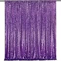 Purple Sequin Backdrop Curtain Drapes Halloween Party Decorations 8FTx8FT