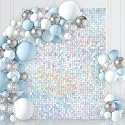 Sequin Wall Backdrop 3ftx6ft Rainbow Silver Glitter Party Photo Backdrop for Wedding Anniversary Birthday Bridal Shower Decorations