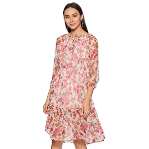 Sera Womens Chiffon Shift Midi Dress