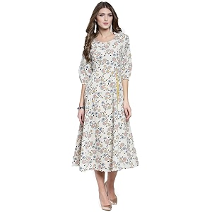 sera women39s floral black polyester anarkali fusion calf length kurta