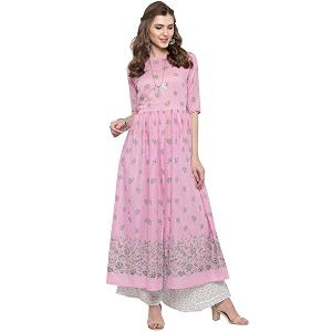 Sera Womens Printed White Pure Cotton Anarkali