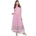 Sera Women39s Printed White Pure Cotton Anarkali