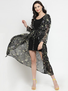 sera women longline full sleeve black shrug