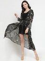 Sera Women Longline Full Sleeve Black Shrug