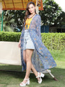 Sera Women Longline Full Sleeve Blue Shrug