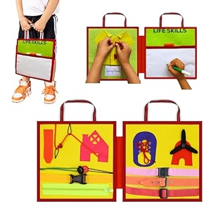 seraphina life skills busy board book  montessori toy  preschool educational sensory book  travel toys  educational toddler activities for 1 2 3 4 y old boys amp girls