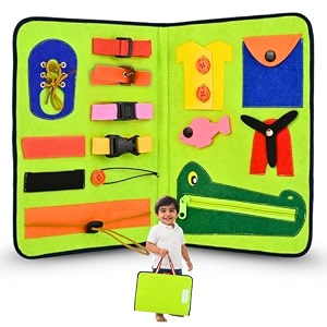 seraphina new life skills busy board  activity binder interactive sensory educational toy for toddlers fine motor skills  zipper buckle button lace  felt book  gift for 1 boy amp girl
