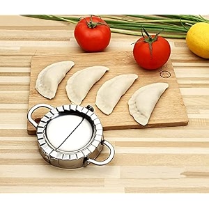 stainless steel dumpling maker momos maker dough press mould wrapper dough cutter for kitchen making tools - silver- 1 pc