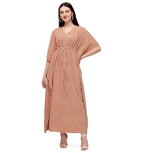 SEREIN Womens Crepe Kaftan Maxi Casual Dress