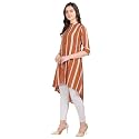 SEREIN Women39s Crepe Striped Up-Down Mandarin Collar