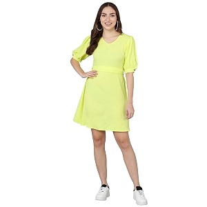 Serein Womens Mini Dress Solid Crepe Dress