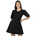 SEREIN Women39s Mini Dress Solid Crepe Dress