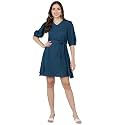 Serein Women39s Mini Dress Teal Blue Solid
