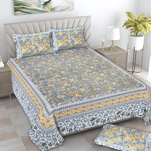 pure cotton 180 tc king size bedsheet with 2 pillow cover - 90x108 inch  floral printed double bed bedsheet  smooth amp comfortablemulticolour