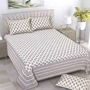 pure cotton 180 tc king size bedsheet with 2 pillow cover - 90x108 inch  floral printed double bed bedsheet  smooth amp comfortablemulticolour