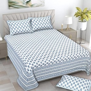 pure cotton 180 tc king size bedsheet with 2 pillow cover - 90x108 inch  floral printed double bed bedsheet  smooth amp comfortablemulticolour