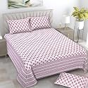 Pure Cotton 180 TC King Size Bedsheet With 2 Pillow Cover - 90X108 Inch | Floral Printed Double Bed Bedsheet | Smooth &amp; Comfortable,Multicolour