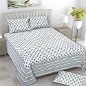 Pure Cotton 180 TC King Size Bedsheet With 2 Pillow Cover - 90X108 Inch | Floral Printed Double Bed Bedsheet | Smooth &amp; Comfortable,Multicolour