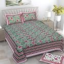 Pure Cotton 180 TC King Size Bedsheet With 2 Pillow Cover - 90X108 Inch | Floral Printed Double Bed Bedsheet | Smooth &amp; Comfortable,Multicolour