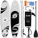 SereneLife 10’6” Inflatable Stand Up Paddle Board with Premium SUP Accessories - 32” Wide Stable Design with Non-Slip EVA Deck Pad, for Youth and Adults, 350 lbs. Capacity