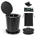 SereneLife Portable Camping Toilet, Adjustable Height Foldable Travel Potty with Lid, Carry Bag, 48 Flushable Wipes &amp; Trash Bags, 330 Lbs Capacity, for Camping, Hiking, Boating &amp; Emergencies