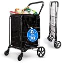 SereneLife Folding Shopping Cart Heavy Duty Portable