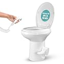 SereneLife RV Toilet with Sprayer, 19" High, Gravity Flush Foot Pedal