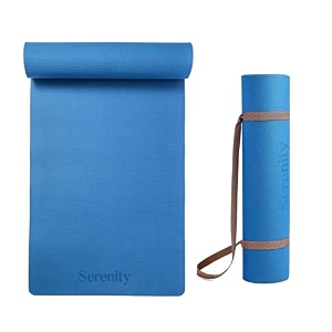 serenity everyday yoga mat amp carry strap for men women amp kids fitnessextra thick long amp wide eva exercise mat for home gym yoga meditation amp outdoor workout 4mm green