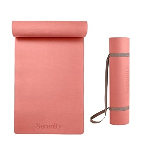 serenity everyday yoga mat amp carry strap for men women amp kids fitness  eva material extra thick long amp wide exercise mat for home gym yoga meditation pilates amp outdoor workout  soft easy to fold anti skid anti slip 4mm peach
