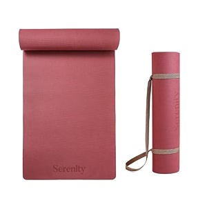 serenity everyday yoga mat amp carry strap for men women amp kids fitness  eva material extra thick long amp wide exercise mat for home gym yoga meditation pilates amp outdoor workout  soft easy to fold anti skid anti slip 4mm wine