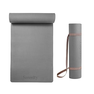 serenity everyday yoga mat amp carry strap for men women amp kids fitnessextra thick long amp wide eva exercise mat for home gym yoga meditation amp outdoor workout 4mm green
