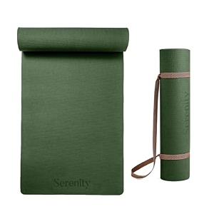 serenity everyday yoga mat amp carry strap for men women amp kids fitnessextra thick long amp wide eva exercise mat for home gym yoga meditation amp outdoor workout 4mm green