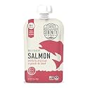 Serenity Kids 6+ Months Salmon Baby Food Pouches - No Added Sugar Nutrient-Packed Snacks - High-Protein Infant Food with 5g Protein - On-the-Go Baby Travel Essentials - 3.5 Oz, Pack of 12