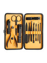 Sergio Nail Tools Manicure & Pedicure Set of 12pcs with Luxurious Case (Black/Yellow)