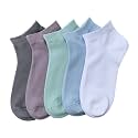 SERISIMPLE Women Viscose Bamboo Ankle Socks Low Cut Thin Sock Lightweight Pastal Color Soft Sock 5 Pairs