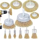 Serplex 12Pcs Steel Wire Brush for Drill Machine, Rotary Tool, 1/4in Shank