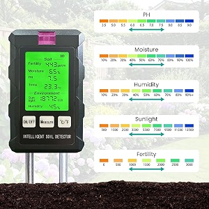 serplex 6 in 1 professional soil meter for phmoisturetempsunlight intensityconductivityhumidity soil testing probe sensor analyzer detector for lawn farm gardening tool battery not included