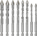 SERPLEX Cemented Carbide Drill Bits Set 8pcs Cemented Carbide Drill Bit Set for Masonry Tile Brick and Glass Masonry Bits Set