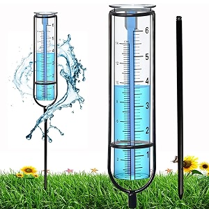 serplex rain gauge 634 capacity upgrade glass rain gauge garden rain water meter measuring with metal frame water rain meter for yard lawn garden agricultural activities fence decoration