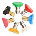 Serplex Stainless Steel Pressure Washer Spray Nozzle Tip Set - 5 Multiple Degrees and 2 Second Story Nozzles, 1/4'' Quick Connect, 4000 PSI High Pressure Sprayer, 7 Pieces