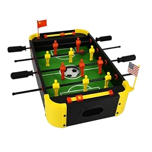 serveuttam foosball table for kids and adults - football table top games  mini football soccer game  indoor games and great gift for boys  2 handles and 6 players game yllow red medium