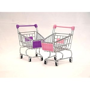 miniature mini trolley mini supermarket shopping cart trolley table decor stainless steel mobile holder kids playing trolley multicolor