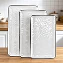 Serving Platters, 16/14.3/13.1Inches Large Serving Dishes for Entertaining, Rectangular Serving Tray, Ceramic Serving Dish, White Platters for Serving Food, Appetizers, Entertaining, Party, Set of 3