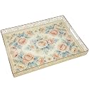 Serving Tray with Handle, 15.7" x 11.8" for Coffee Table &amp; Livingroom, Blue Decorative Trays for Ottoman