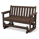SERWALL 2-Person Glider Bench, HDPE, Weather-Resistant, Coffee